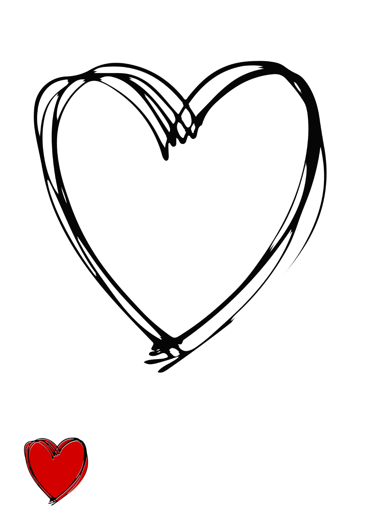 Heart Outline Sketch Coloring Page Template