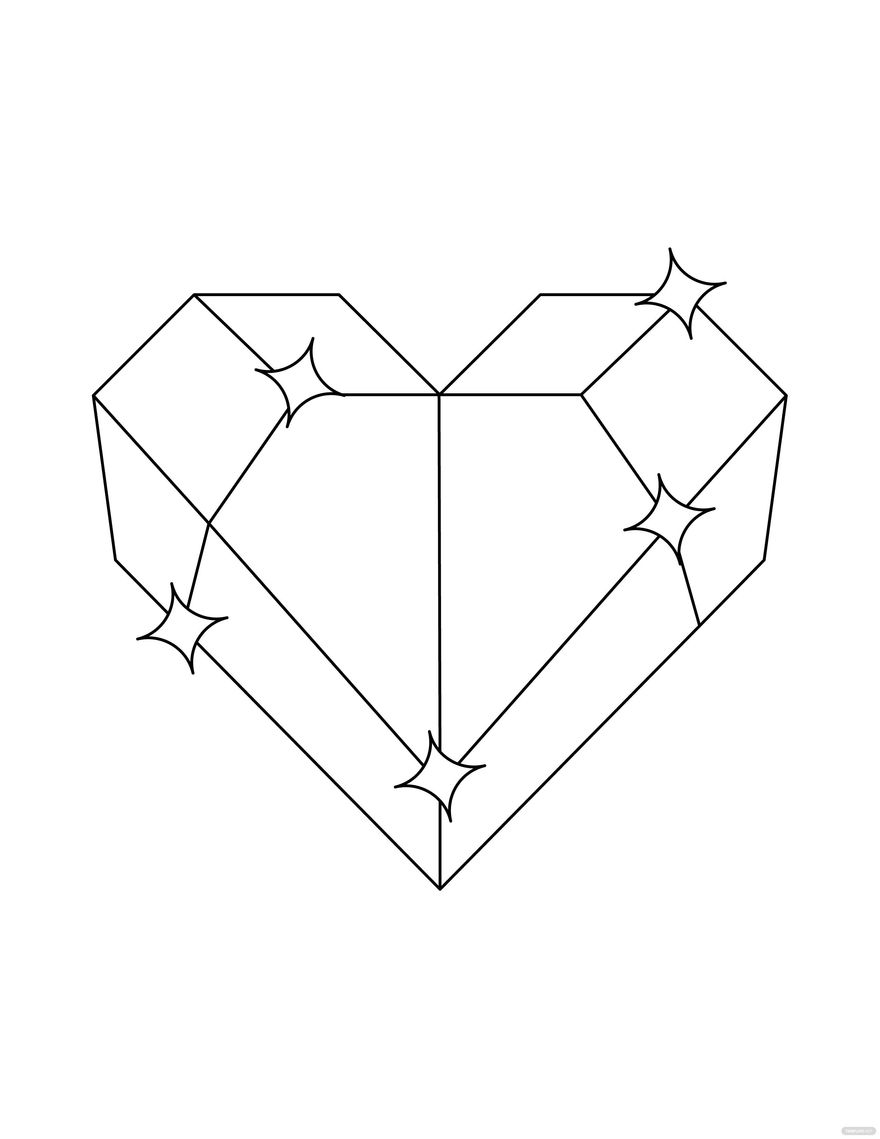 Free Diamond Heart Coloring Page Outline Pdf Template Net