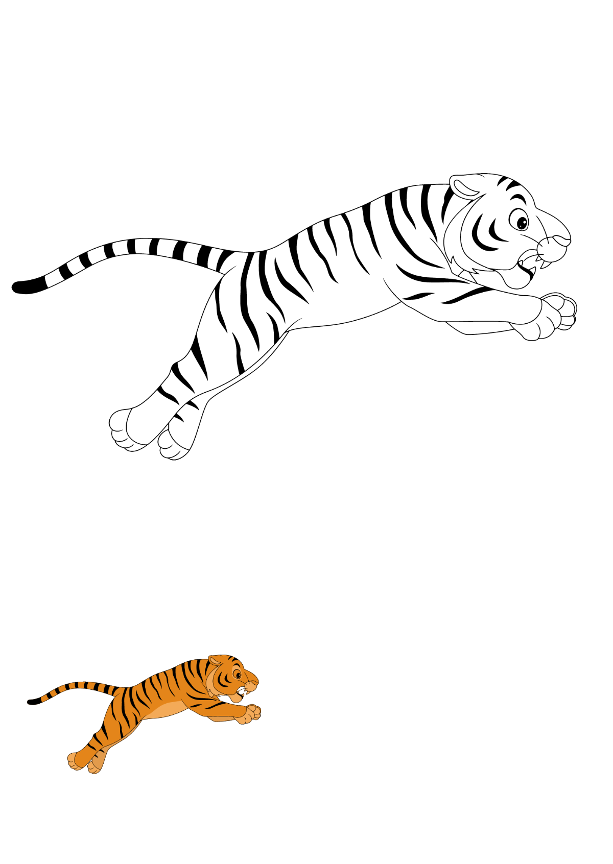 Simple Tiger Coloring Page Template