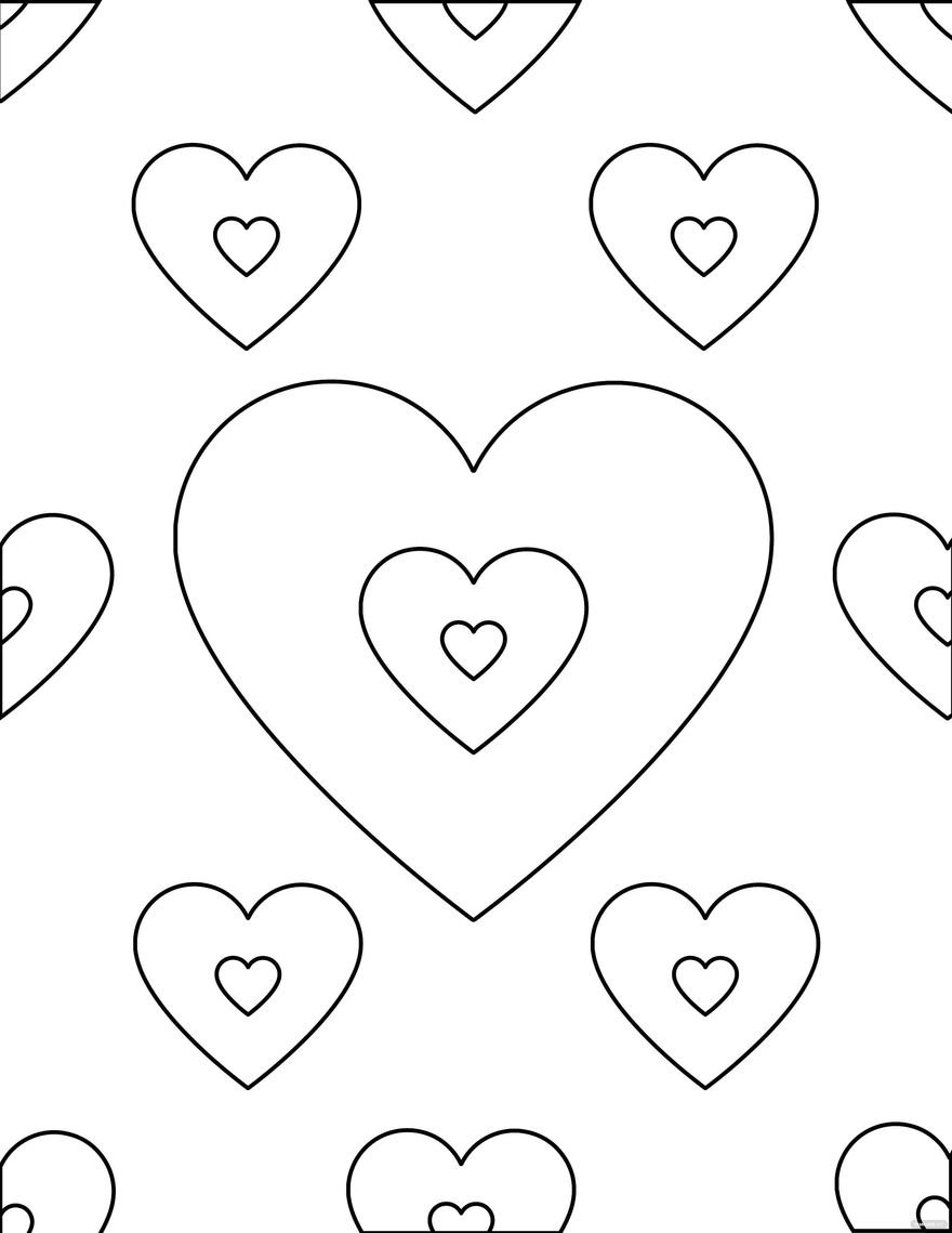 Free Heart Background Coloring Page