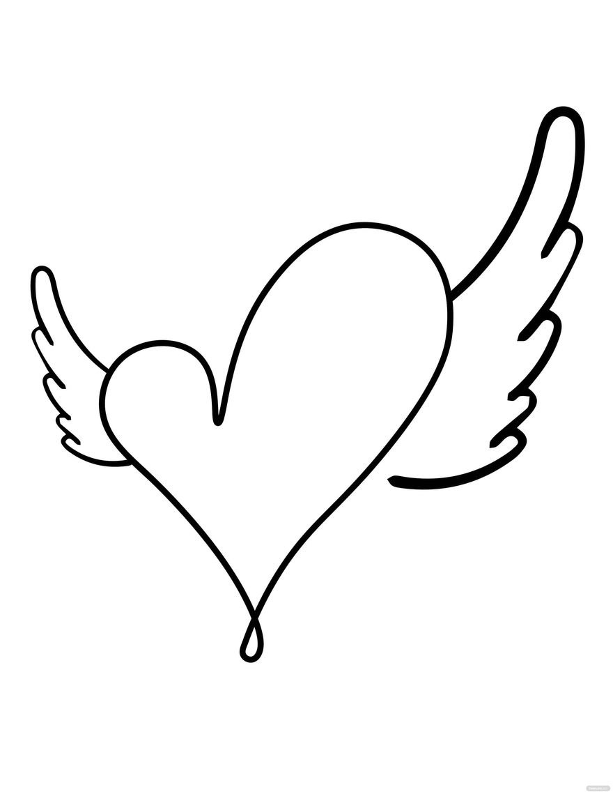 Free Heart Line Art Coloring Page