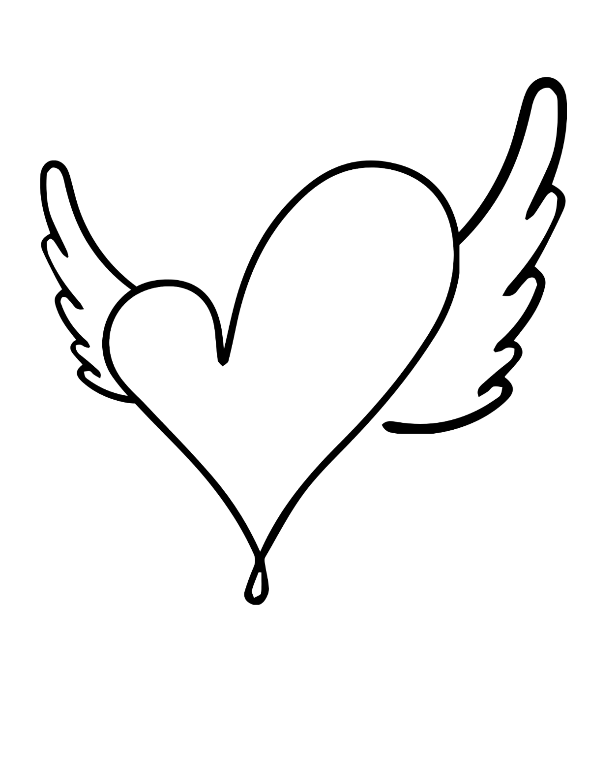 Heart Line Art Coloring Page Template