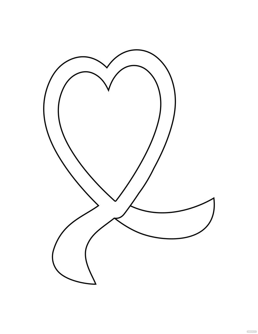 Heart Ribbon Coloring Page in PDF
