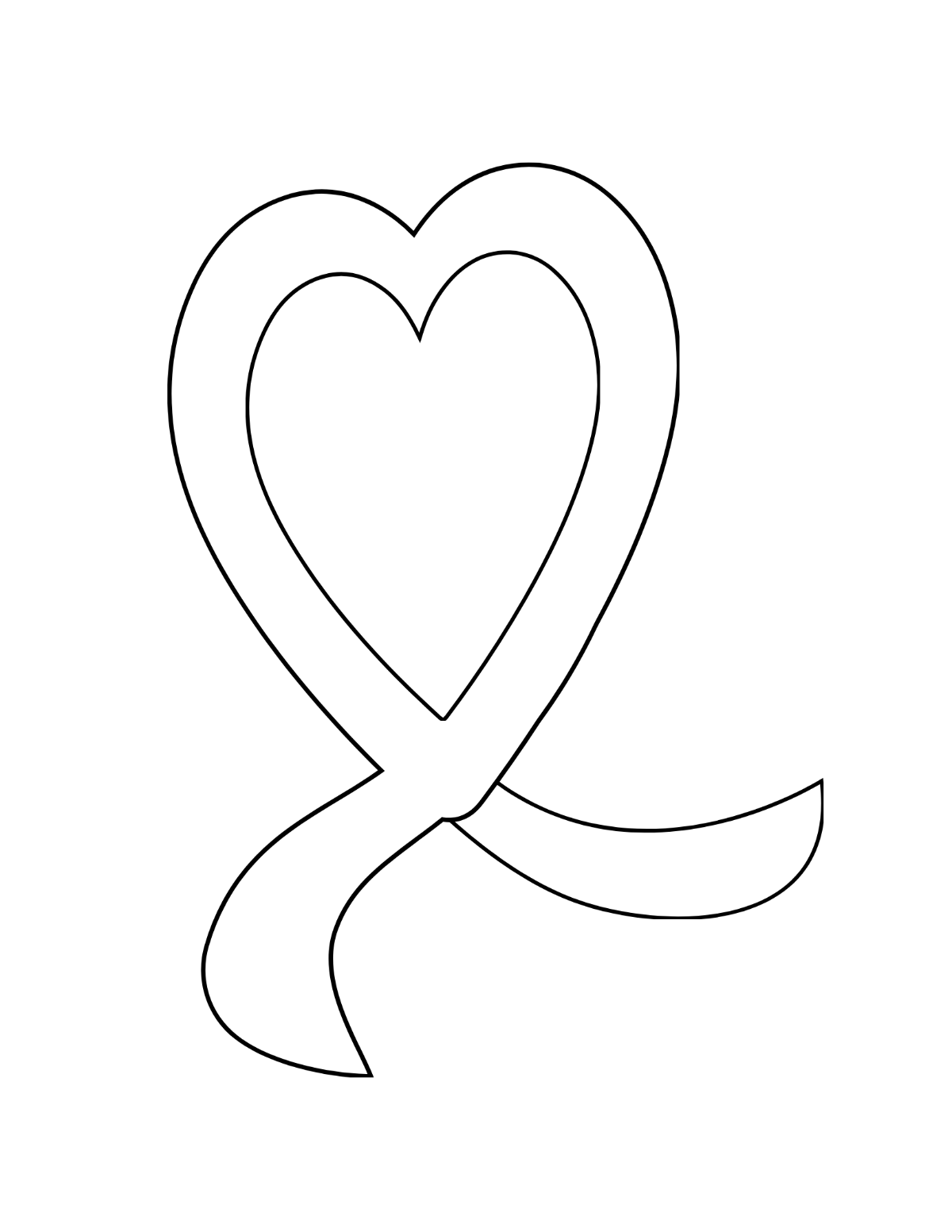 Free Heart Ribbon Coloring Page Template