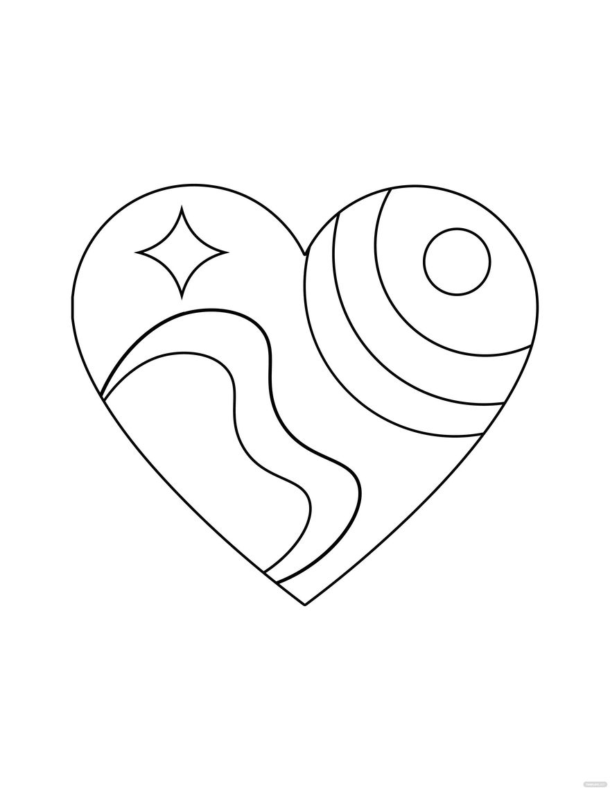 Ornate Heart Coloring Page in PDF