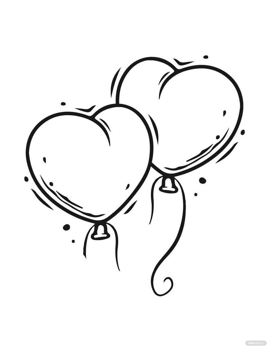 Free Heart Balloons Coloring Page