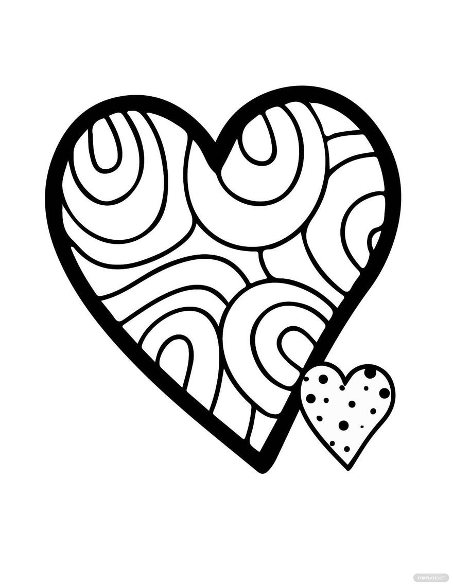 Free Hand Drawn Heart Coloring Page
