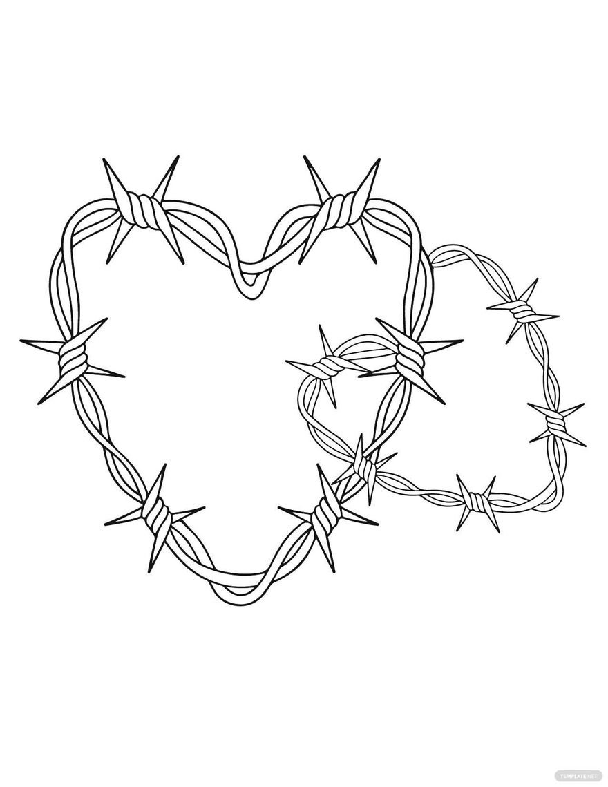 Free Barbed Wire Heart Coloring Page
