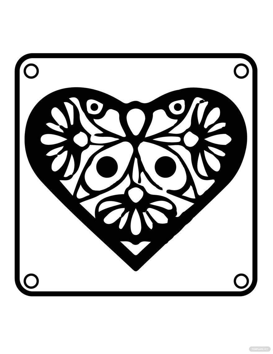Free Carved Heart Coloring Page