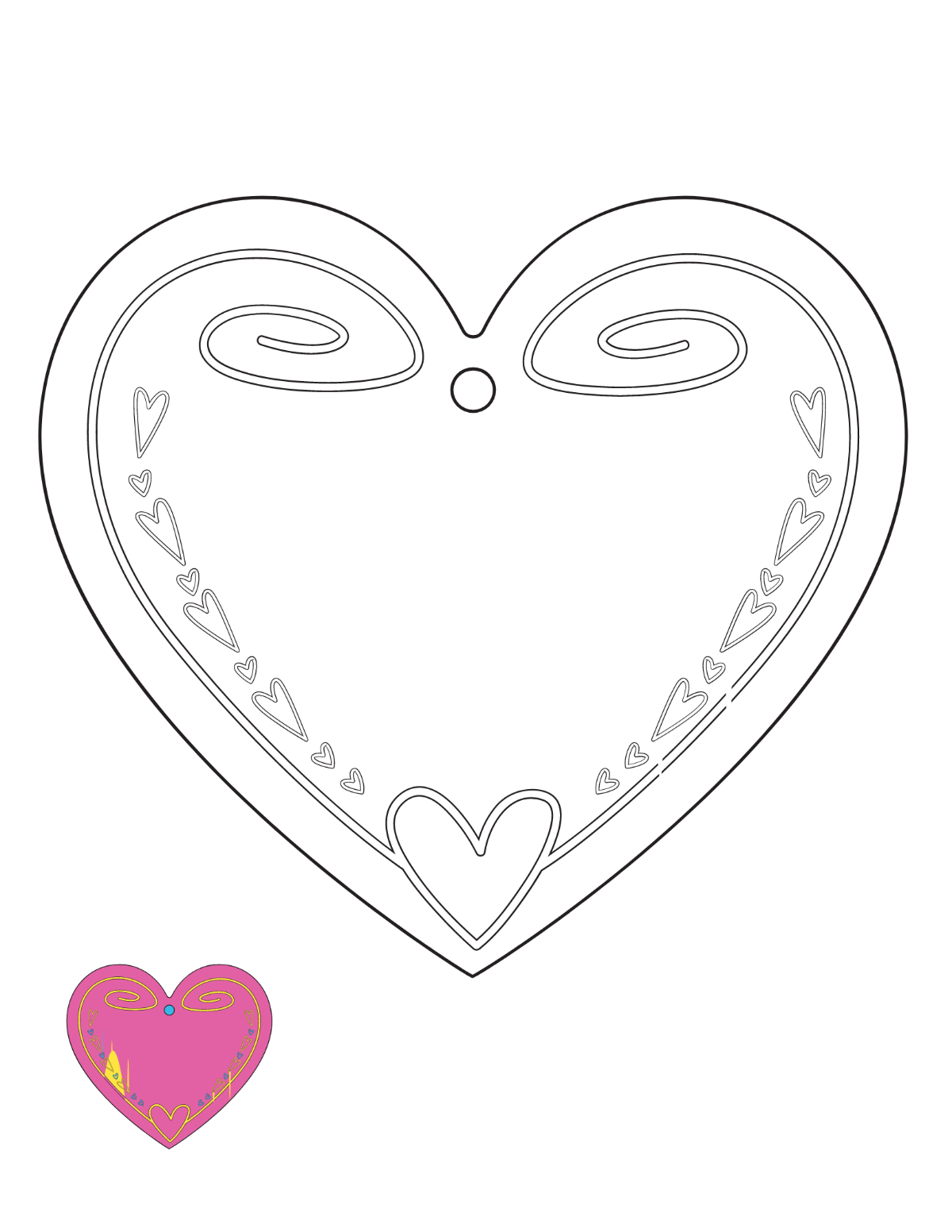 Heart Coloring Page Art Template