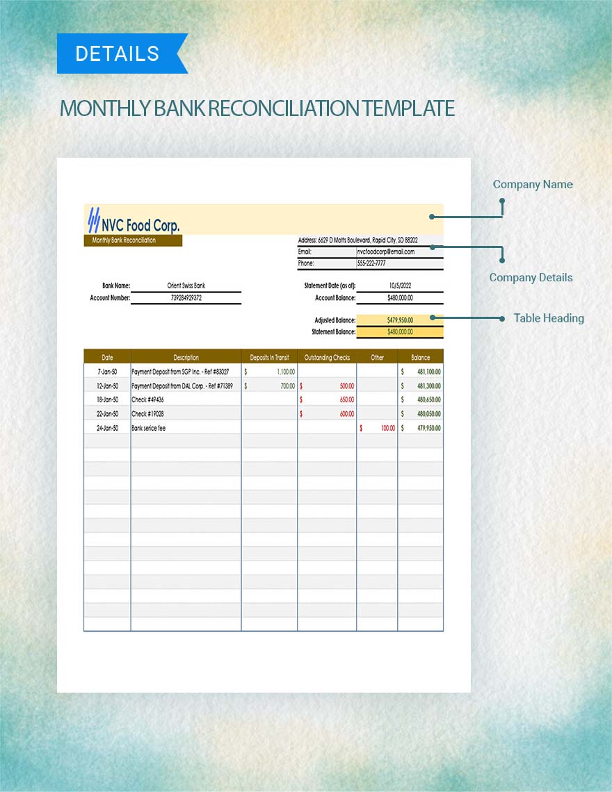 account reconciliation template excel