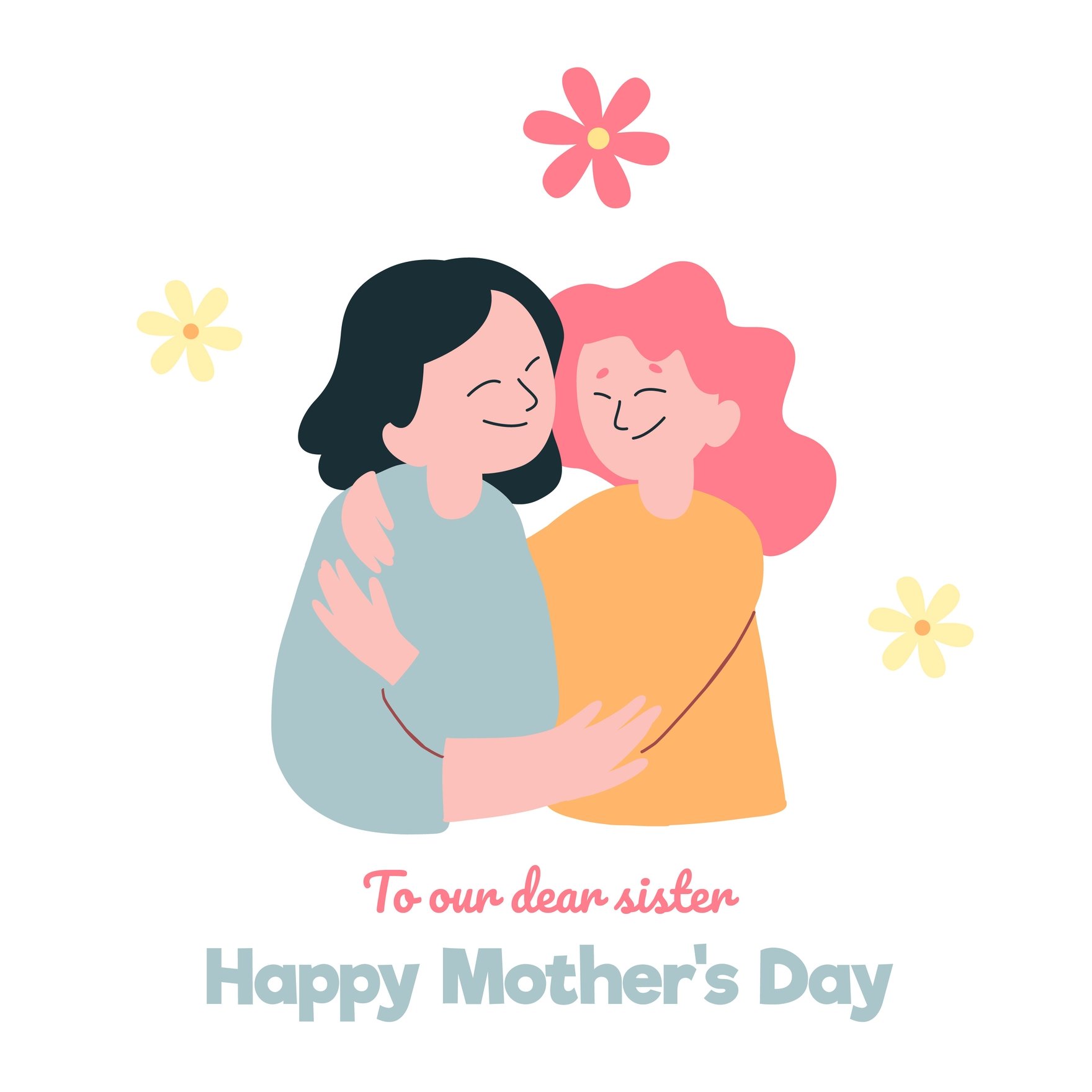 Happy Mother's Day Sister GIF in Illustrator, EPS, SVG, JPG, GIF, PNG, After Effects