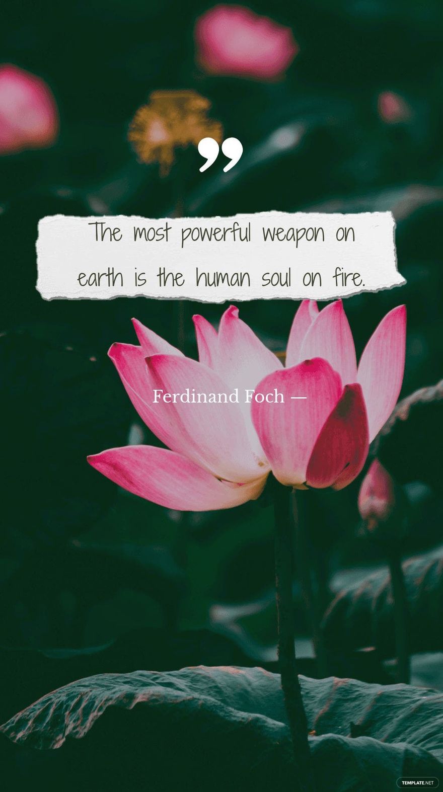 Ferdinand Foch — The most powerful weapon on earth is the human soul on fire.