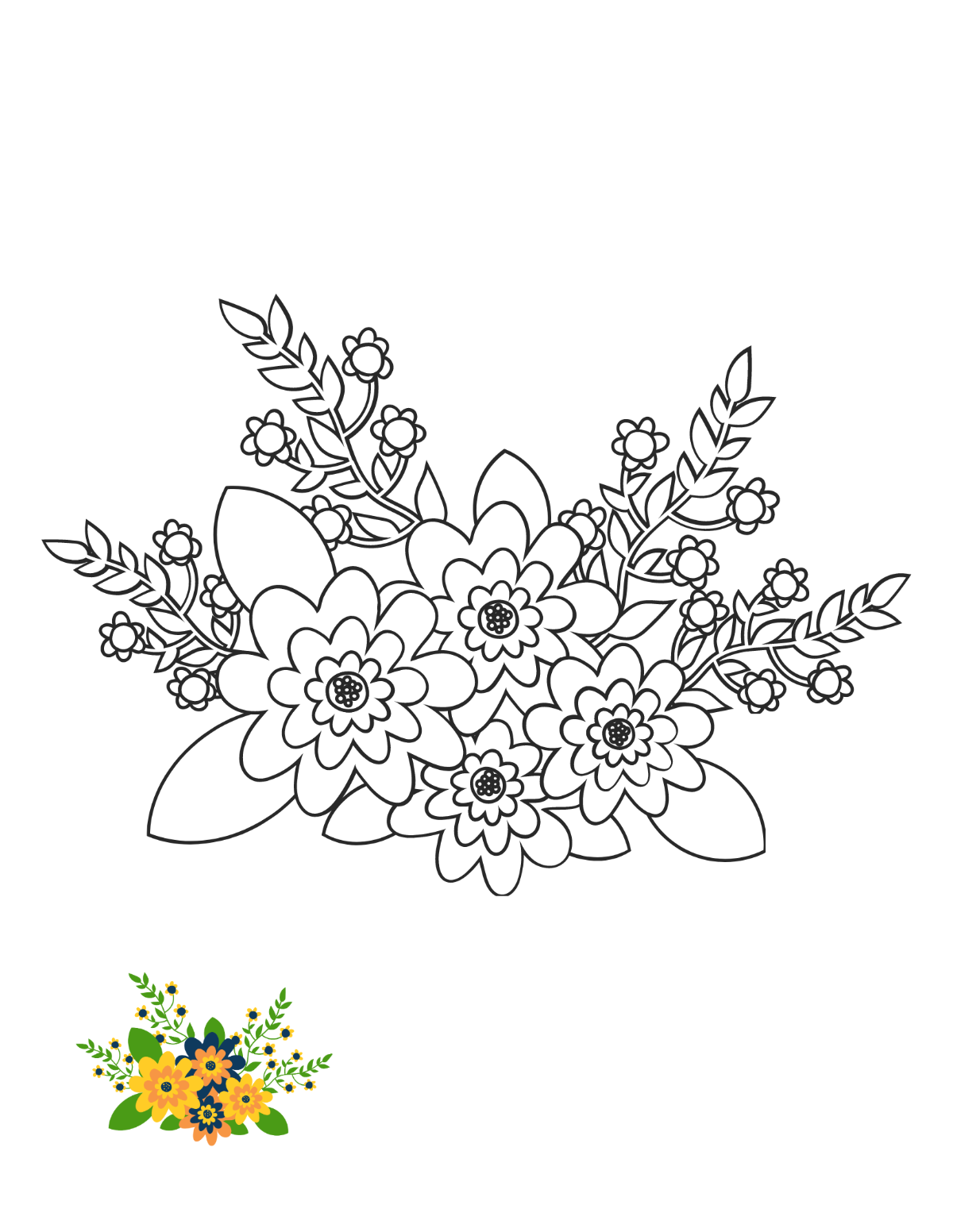 Bright Yellow Floral Coloring Page Template