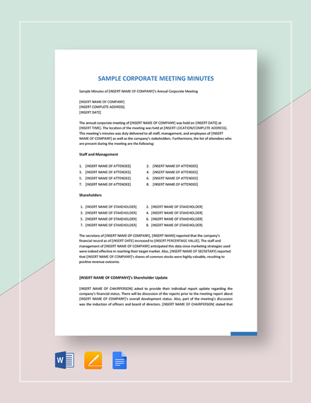 Annual General Meeting Minutes Template - Word (DOC ...