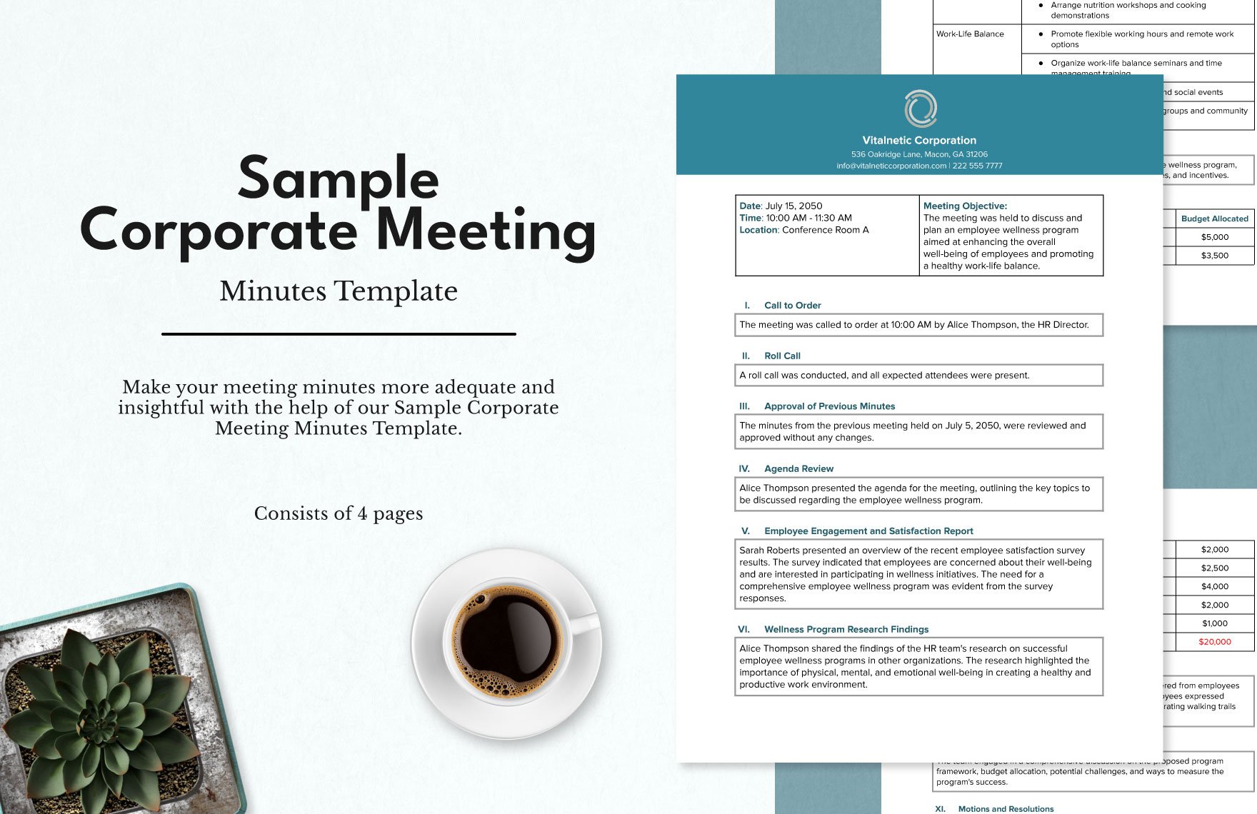 Sample Corporate Meeting Minutes Template