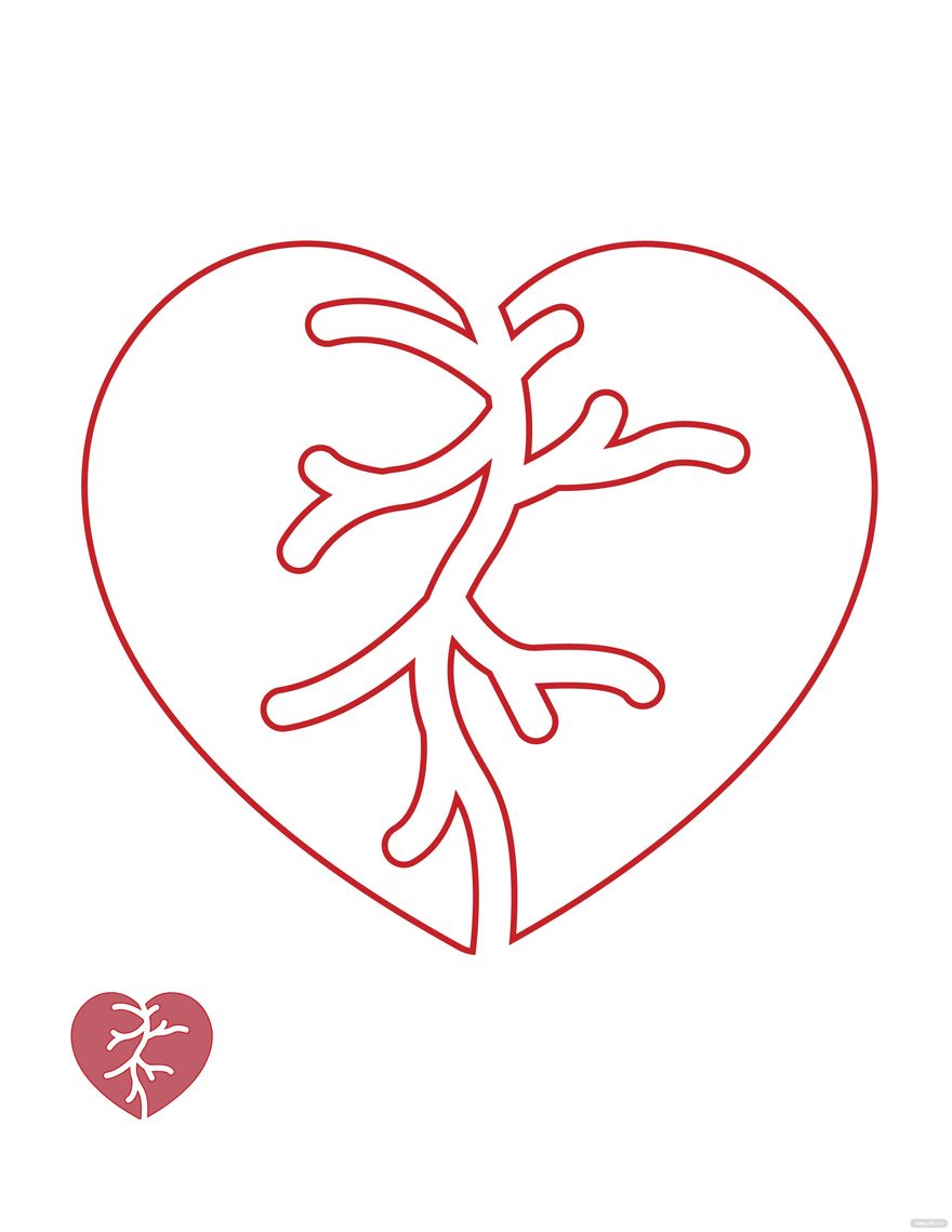 Free Red Broken Heart Coloring Page