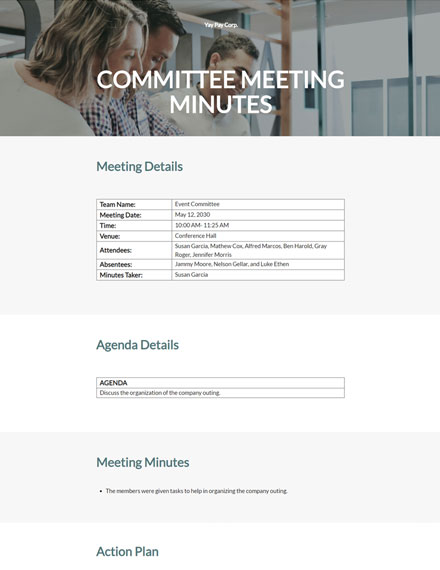 Sample Minutes of Meeting Template - Google Docs, Word, Apple Pages ...