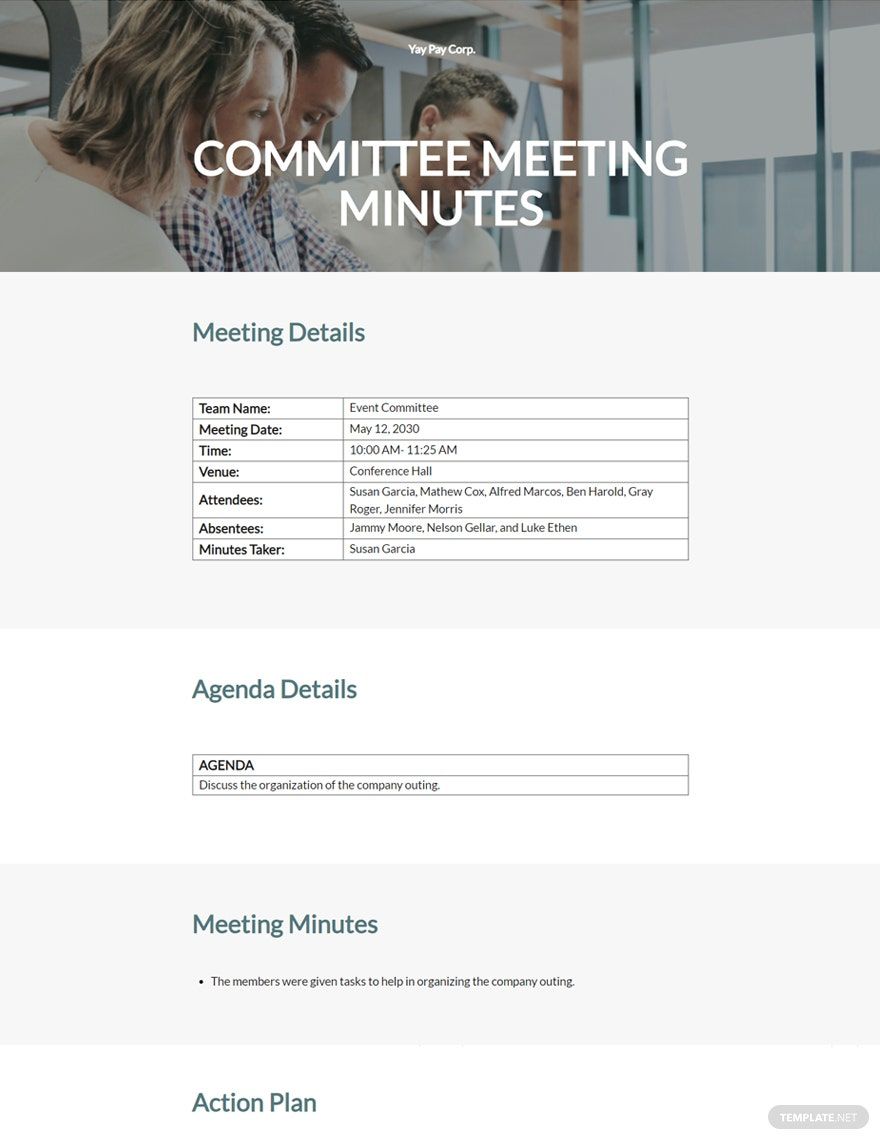 Sample Committee Meeting Minutes Template