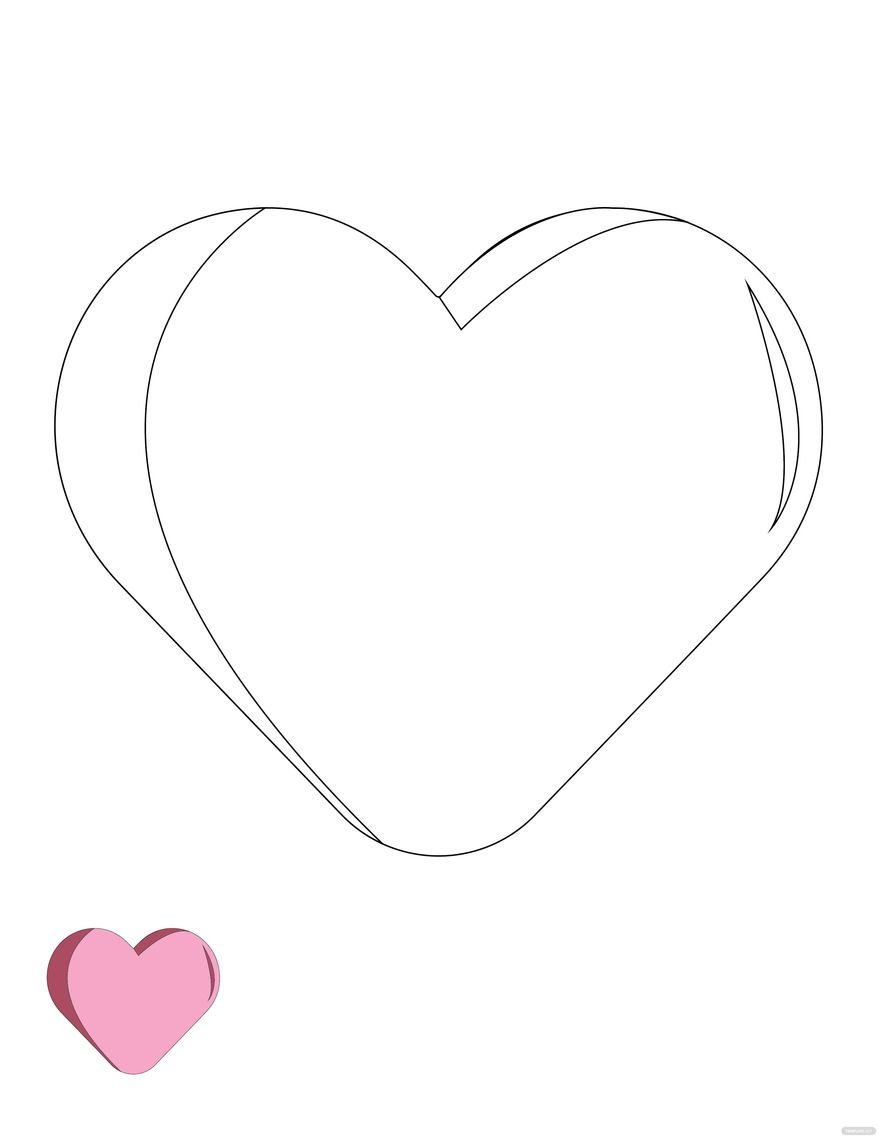 Free 3D Heart Coloring Page