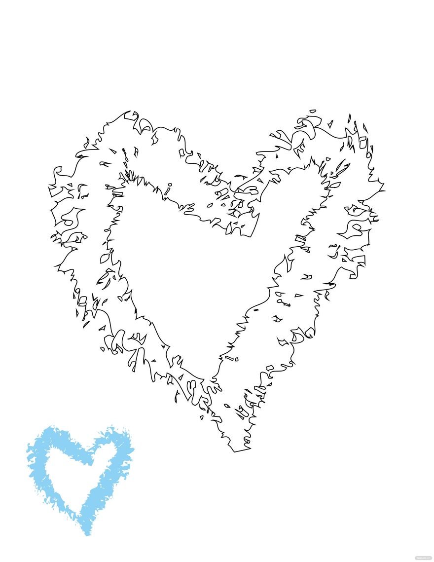 Free Chalk Heart Coloring Page