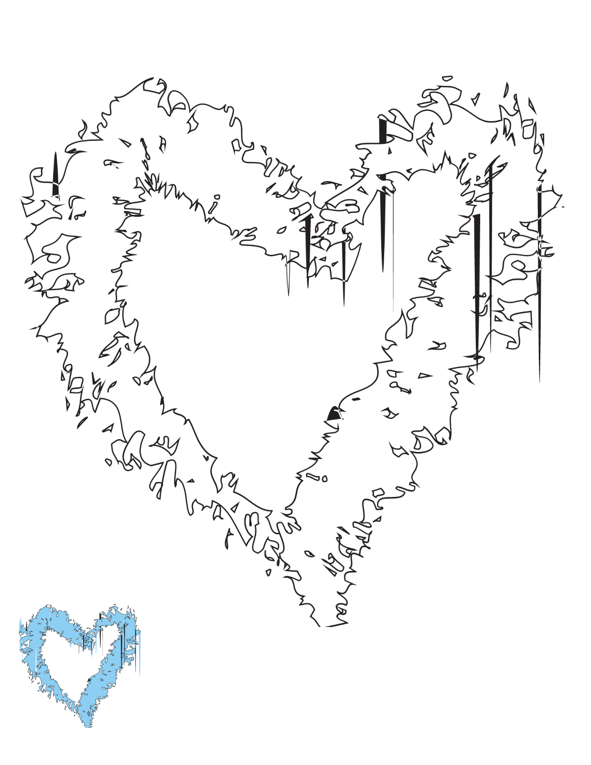 Chalk Heart Coloring Page Template