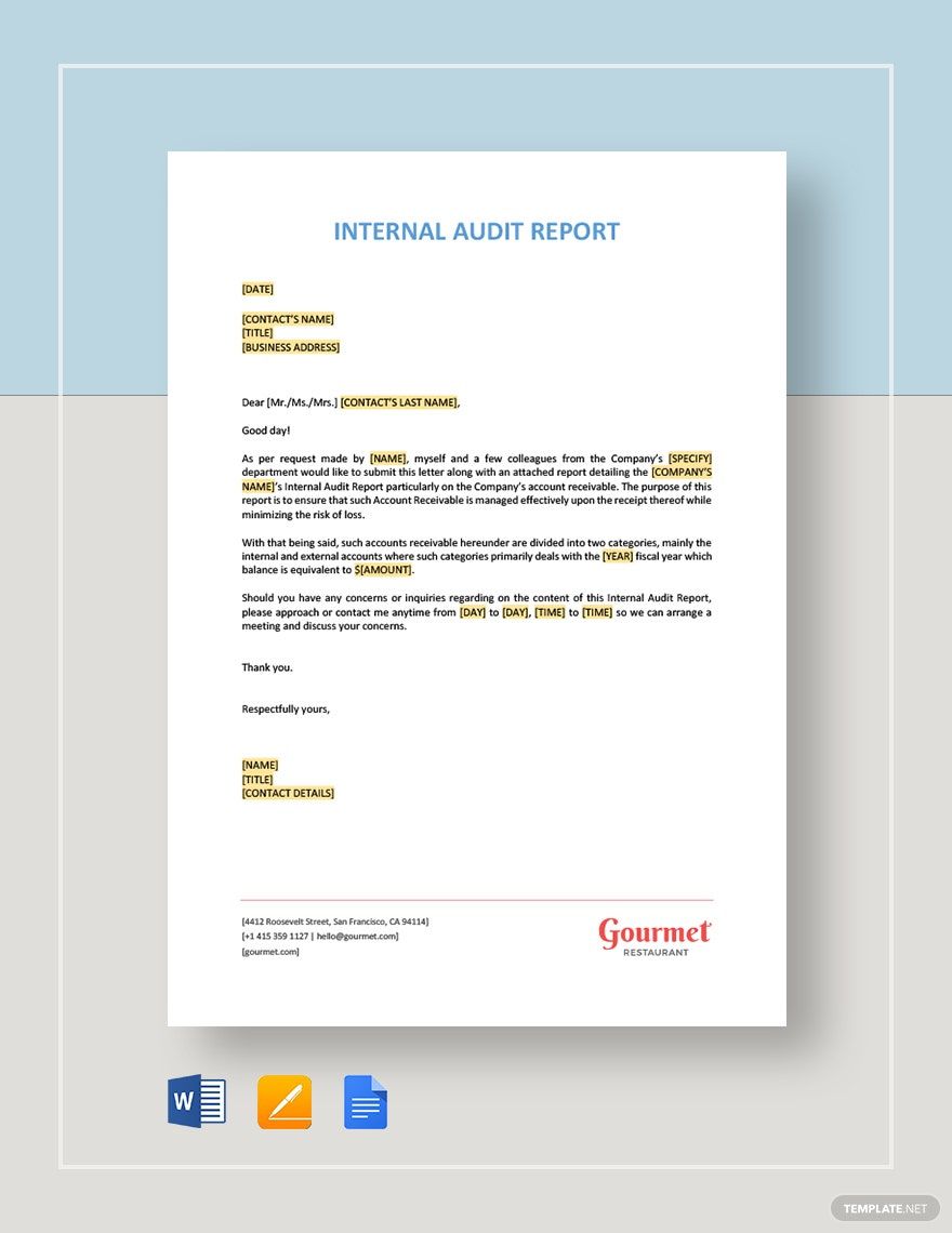 Sample Internal Audit Report Template Download In Word Google Docs 