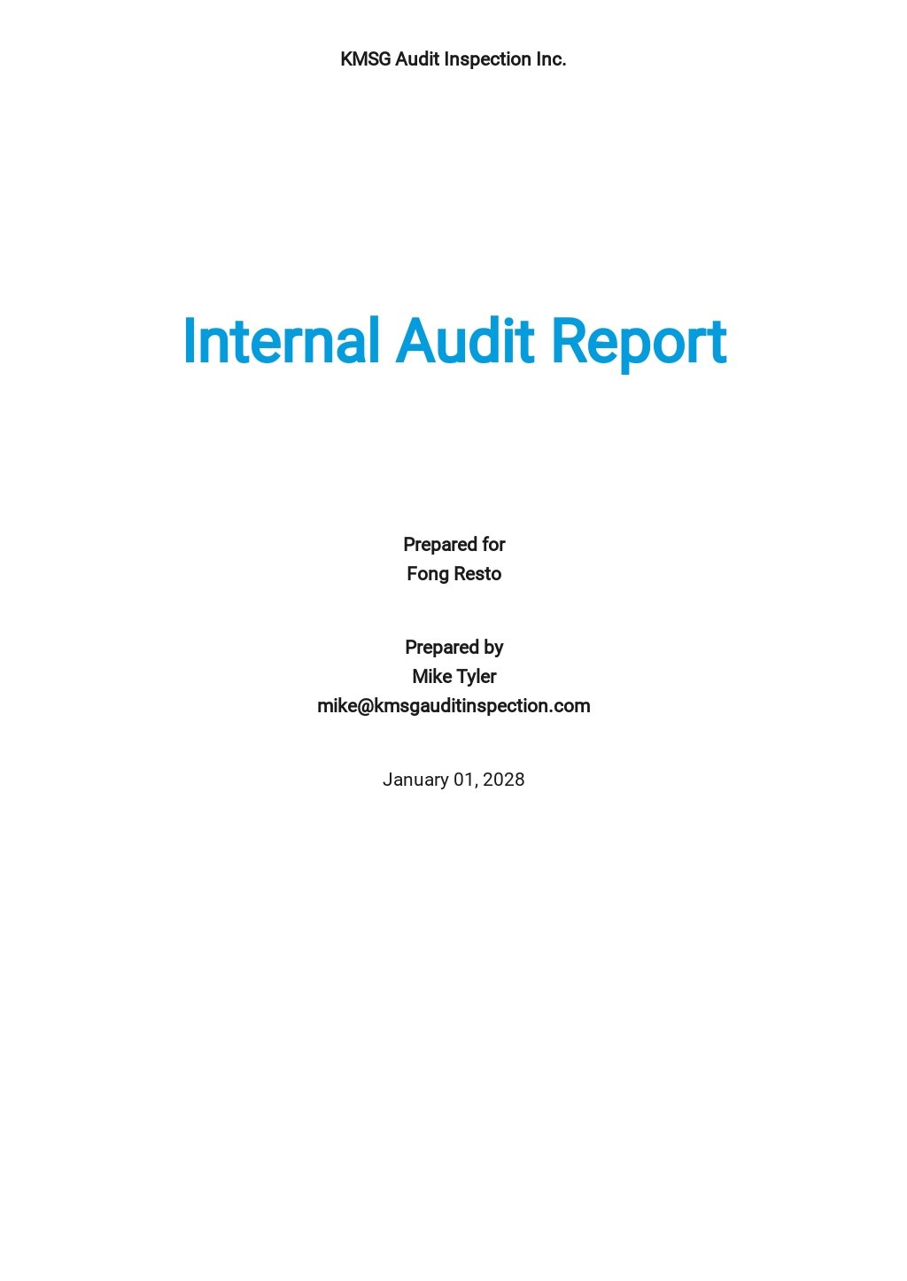 Finance Internal Audit Report Template Google Docs, Word