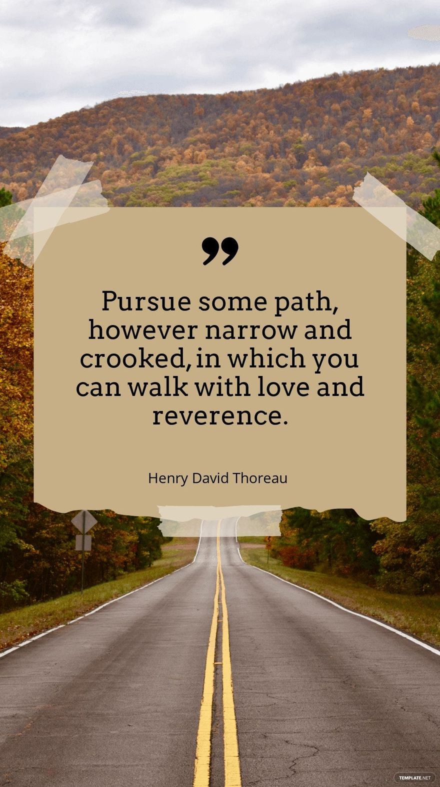 Henry David Thoreau - "Pursue some path, however narrow and crooked, in which you can walk with love and reverence.”