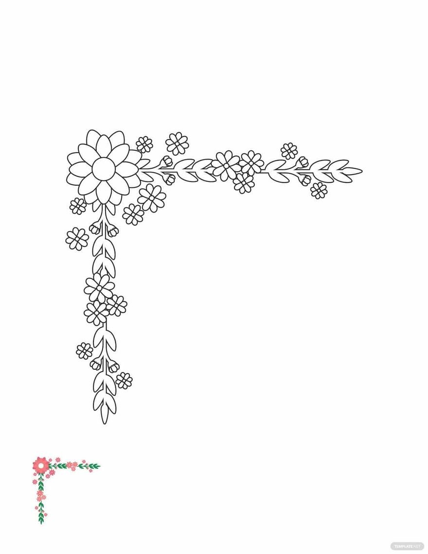 Decorative Floral Border Coloring Page Template