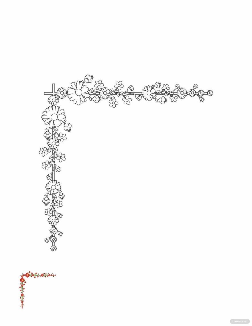 Floral Frame Border Coloring Page Template