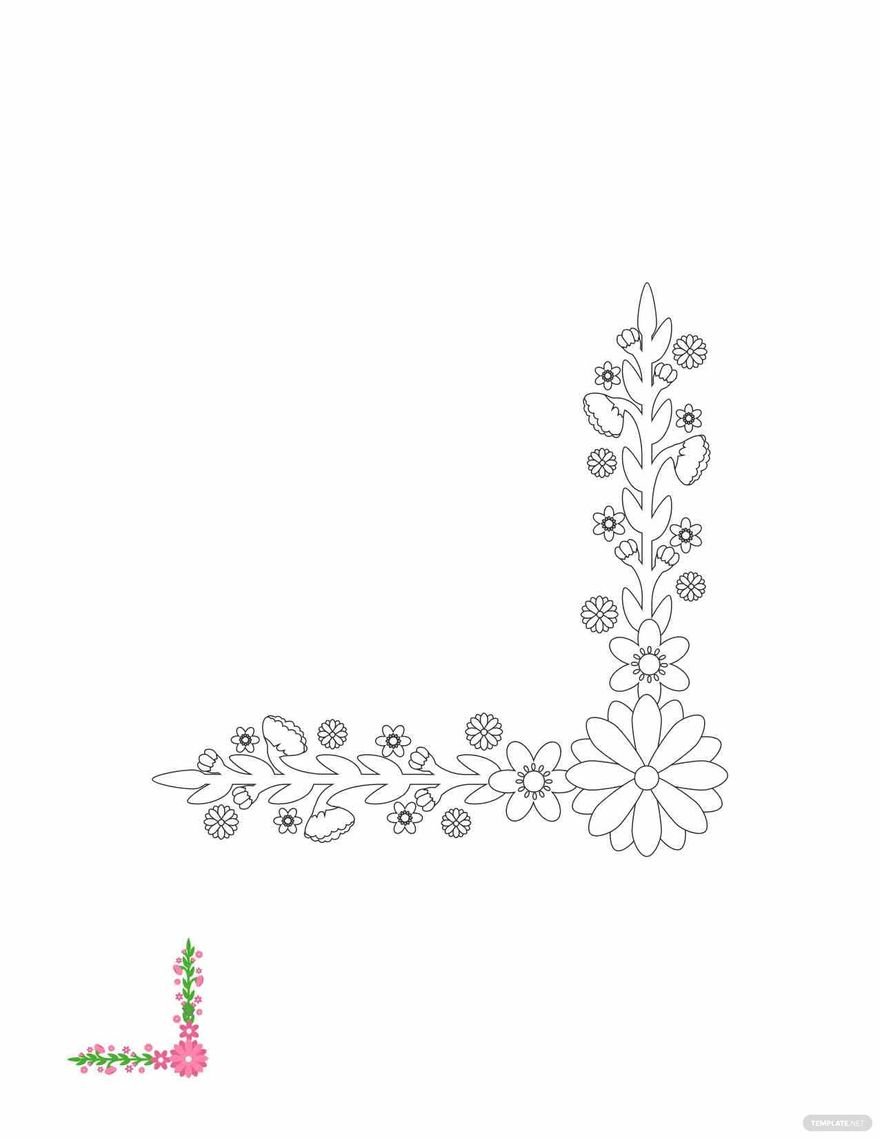 Border Floral Ornament Coloring Page Template