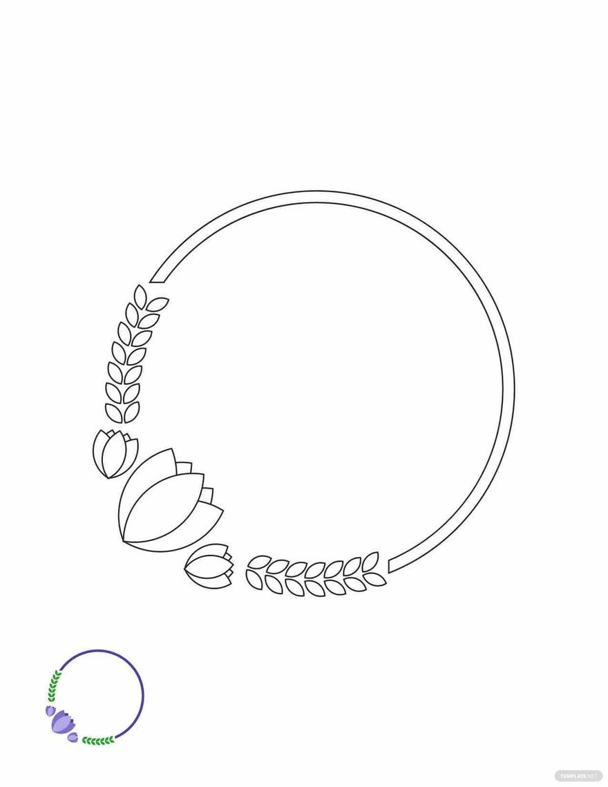 Floral Circle Border Coloring Page Template