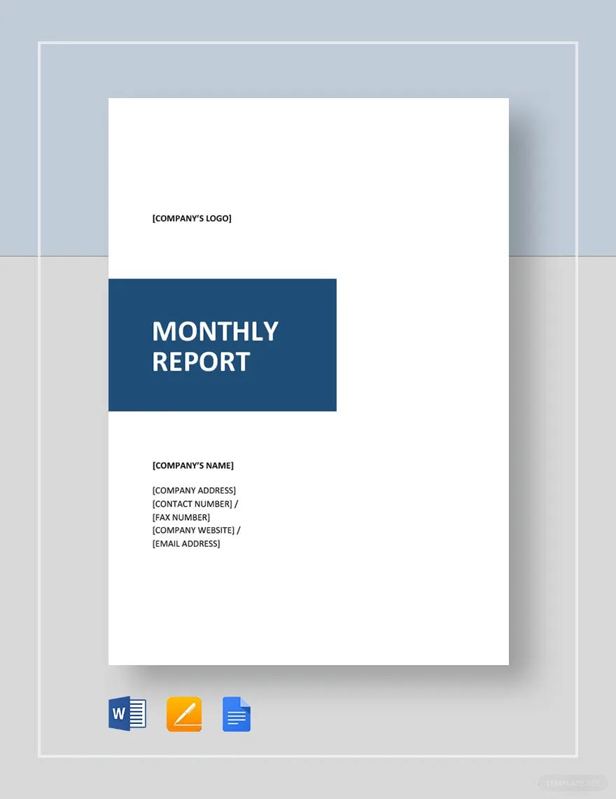 Free Monthly Report Template Download In Word Google Docs Apple 