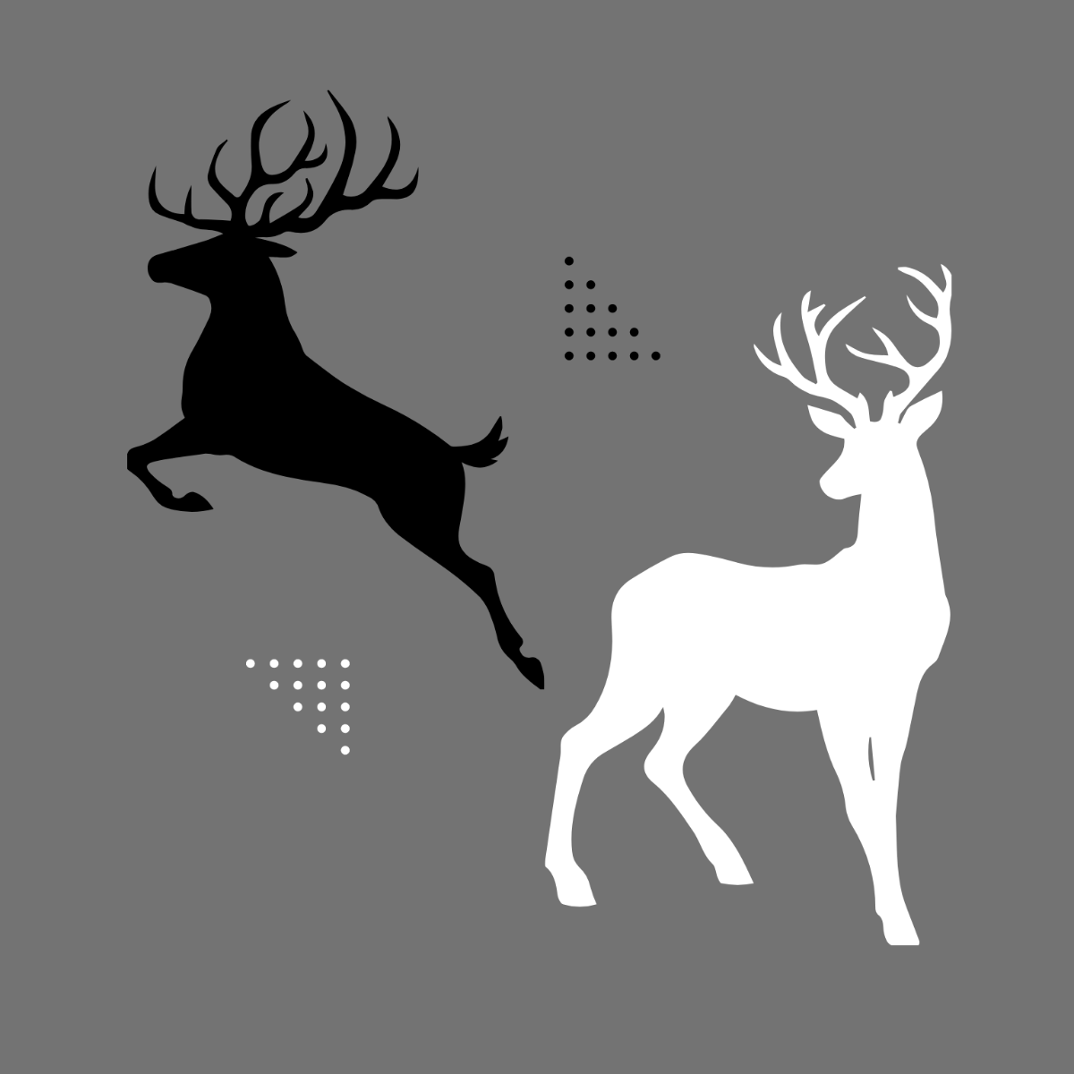 Black And White Deer Clipart Template