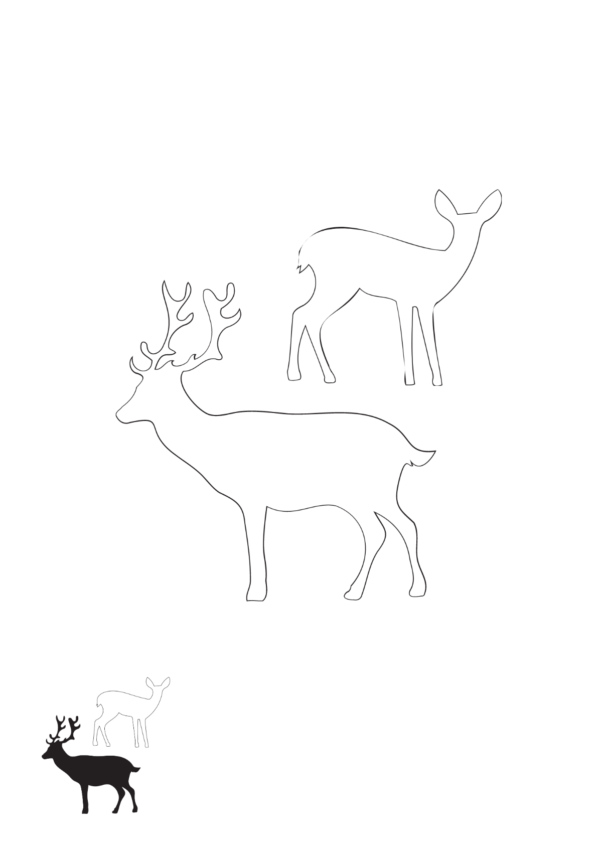 Black And White Deer Coloring Page Template