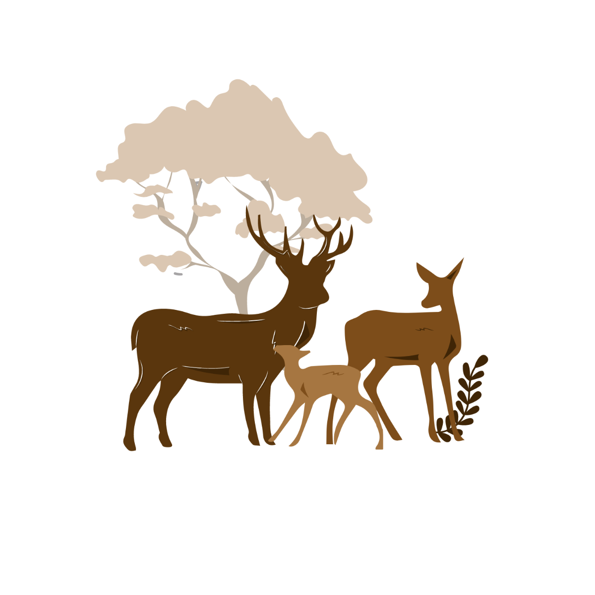 Deer Family Clipart Template