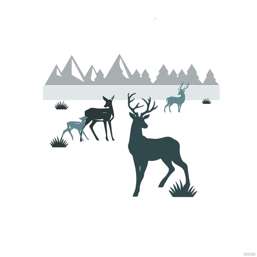 Deer Scene Clipart in Illustrator