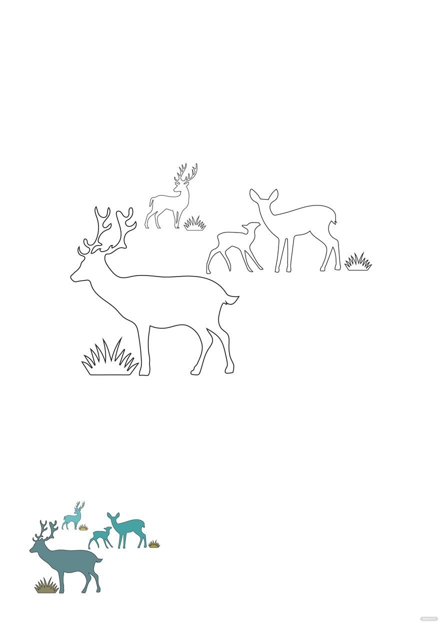 Free Deer Scene Coloring Page