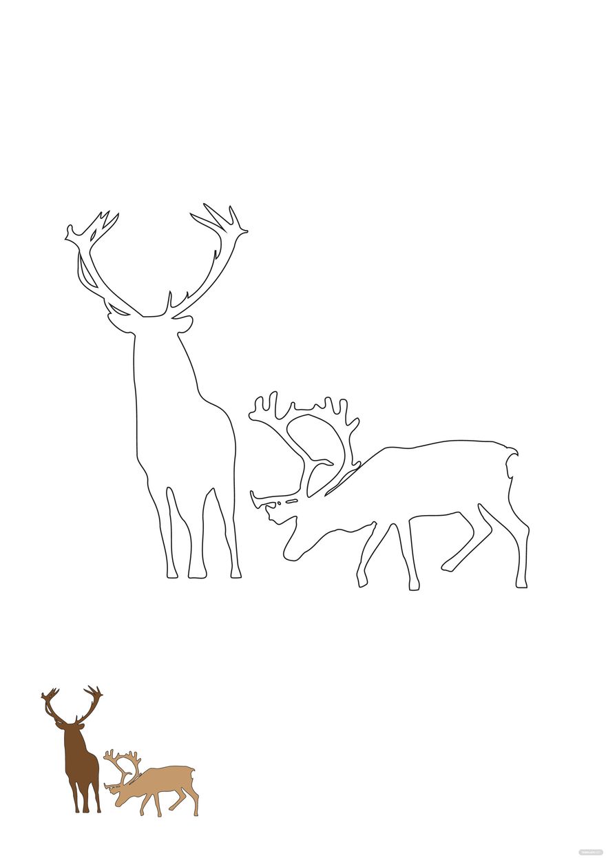 Free Transparent Deer Coloring Page