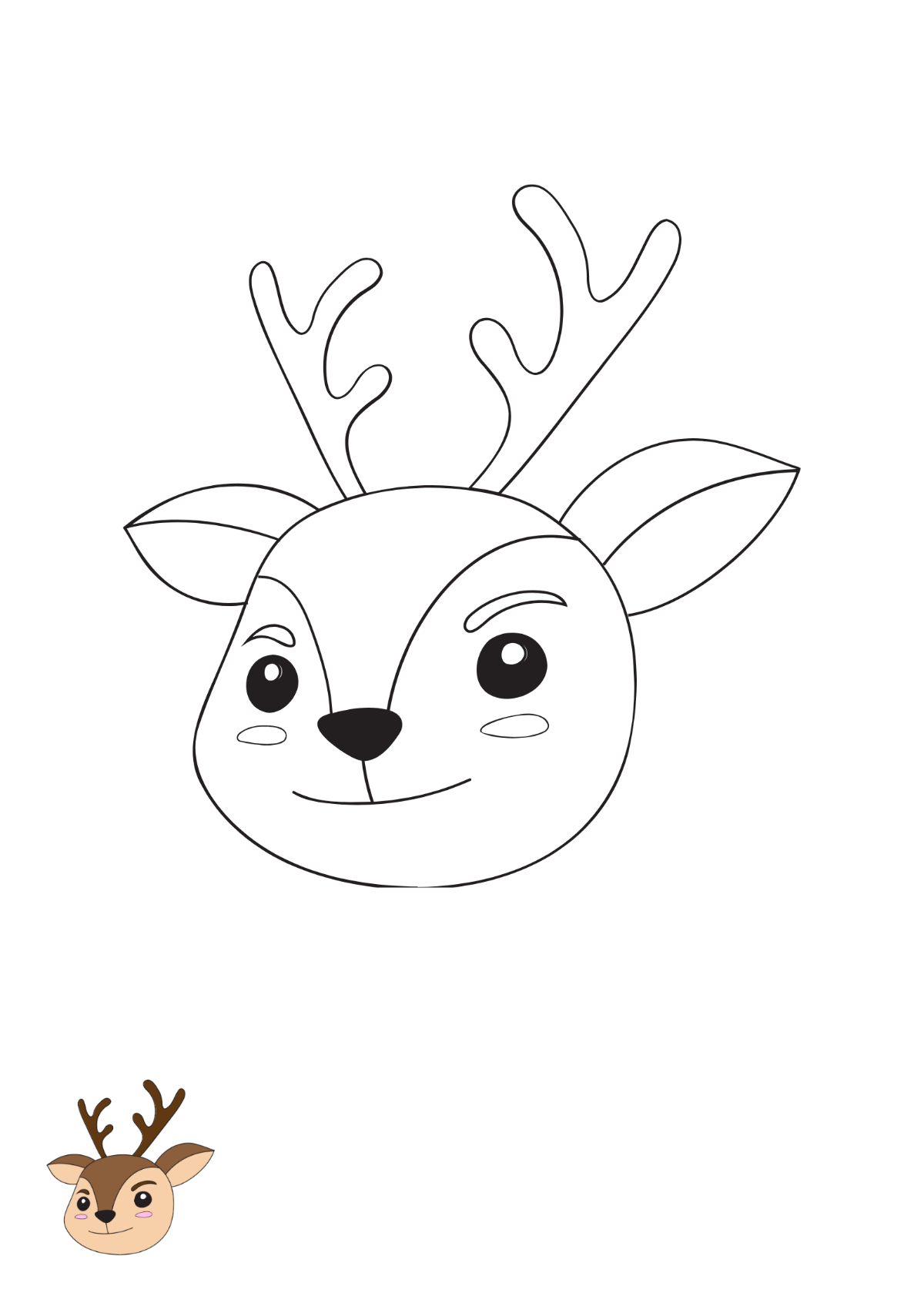 Free Cute Deer Coloring Page Template