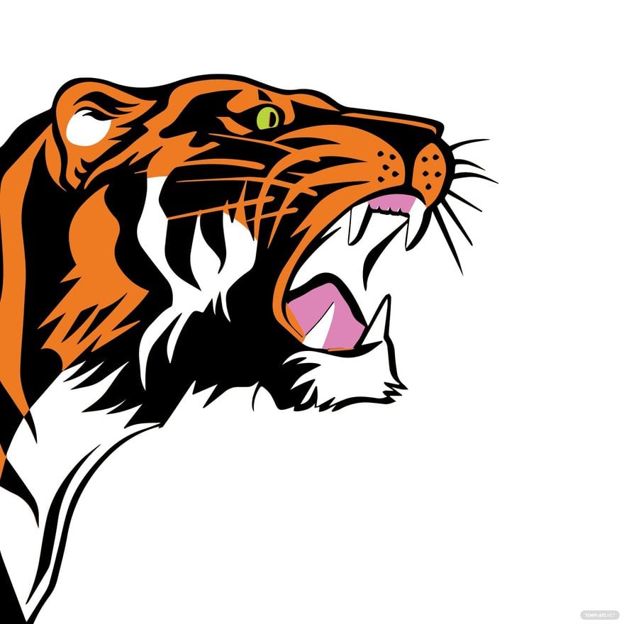 Roaring tiger head colorful on white background Vector Image