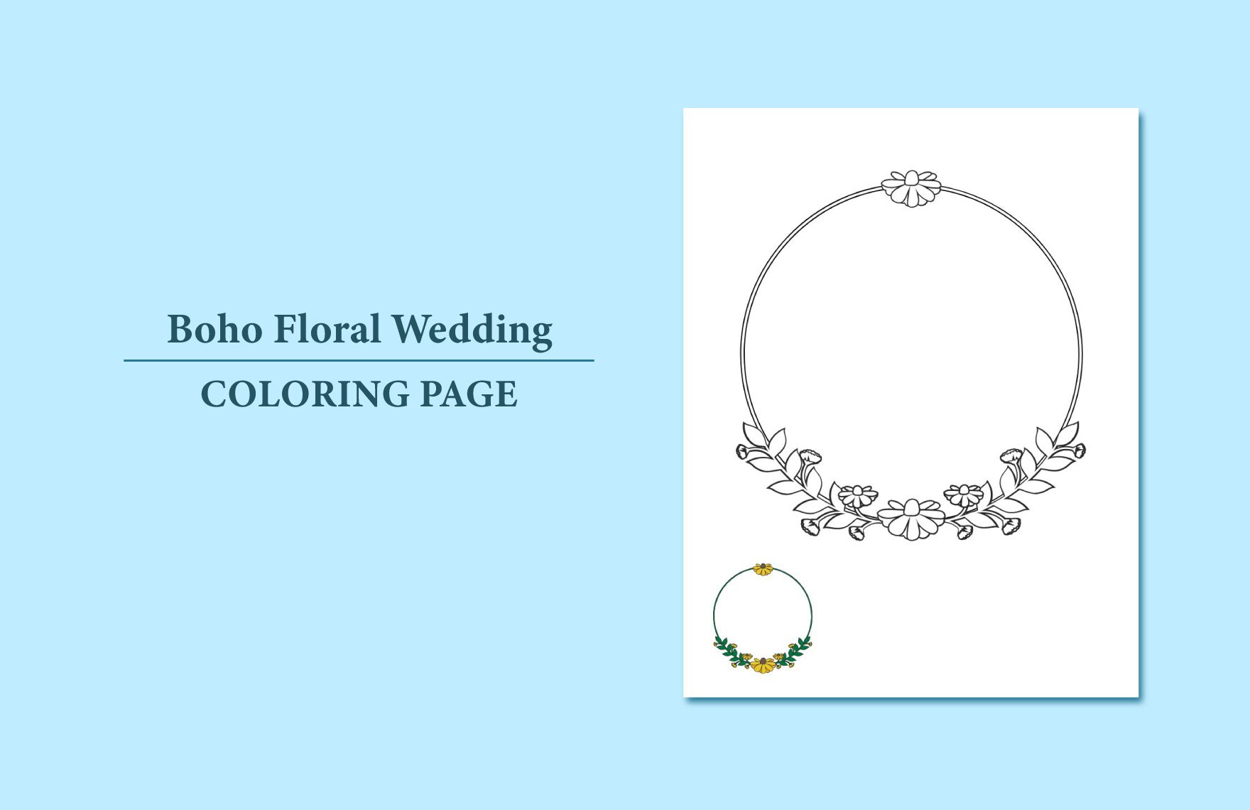 Boho Floral Wedding Coloring Page