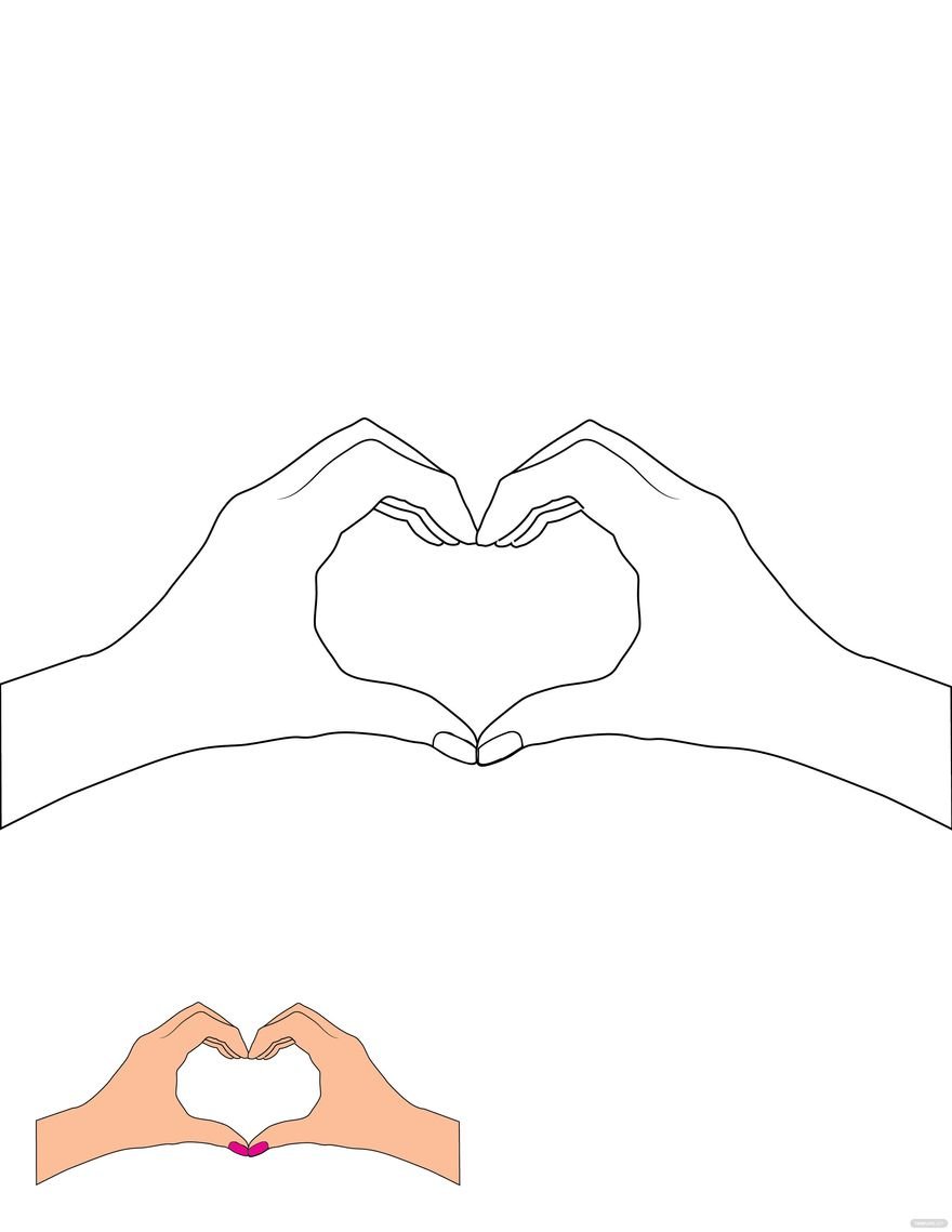 Free Hand Heart Coloring Page