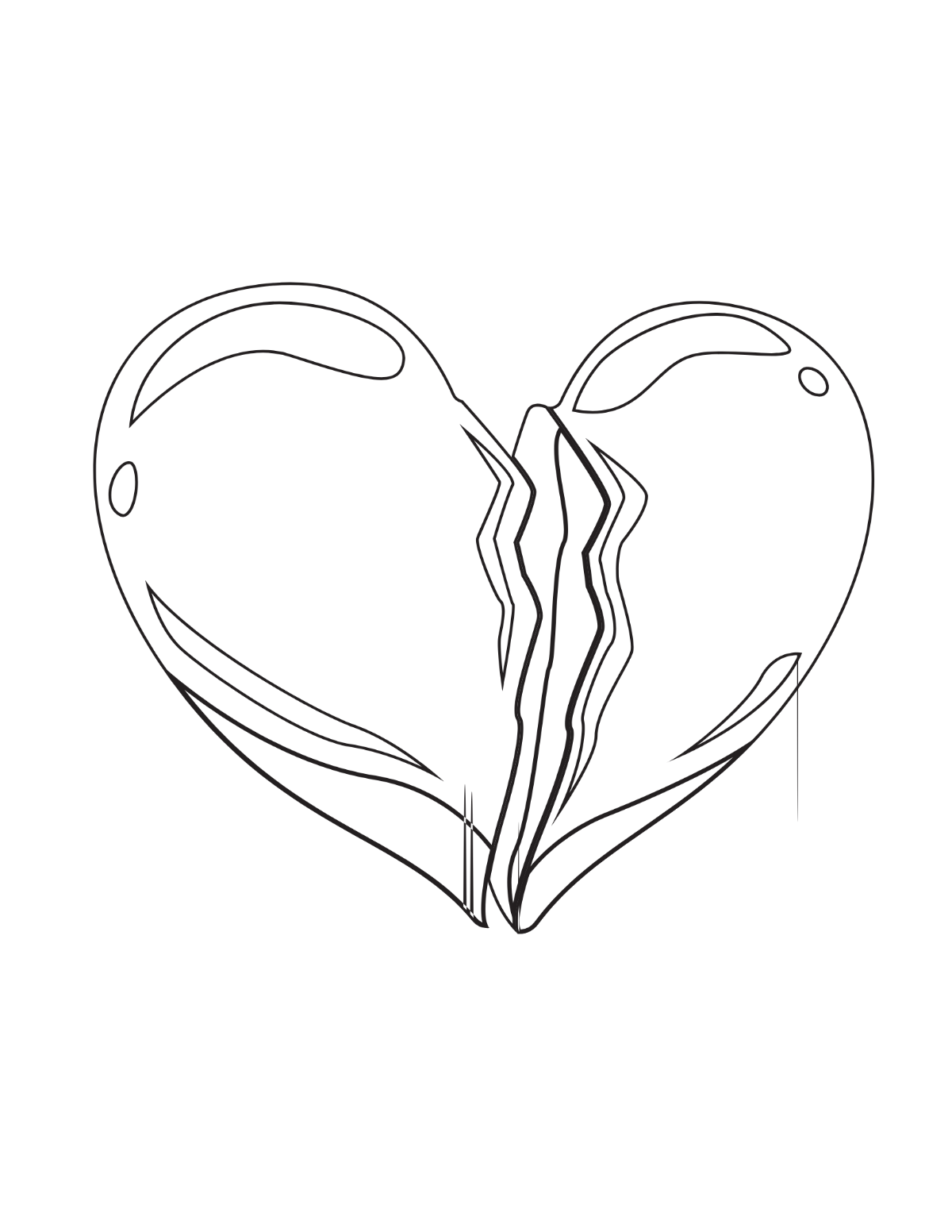 Broken Heart 3D Coloring Page Template