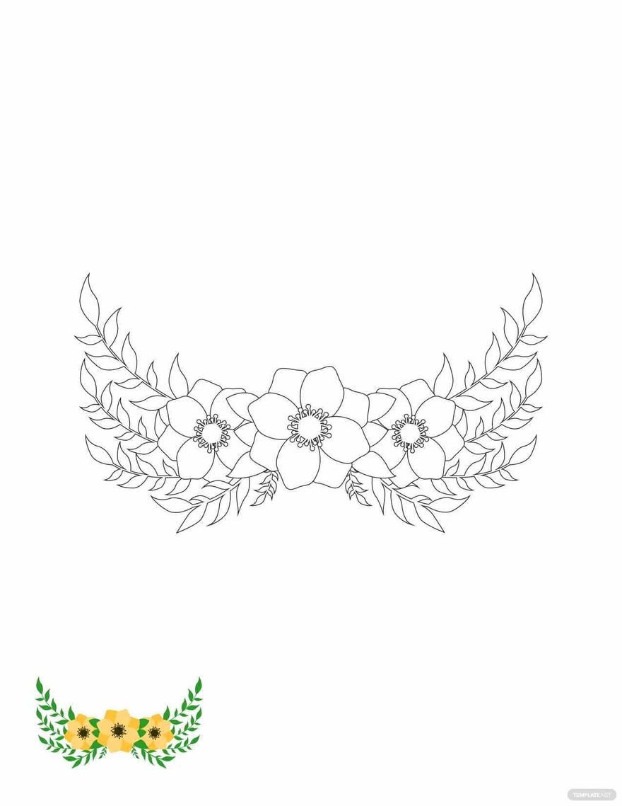 Free Yellow Floral Coloring Page