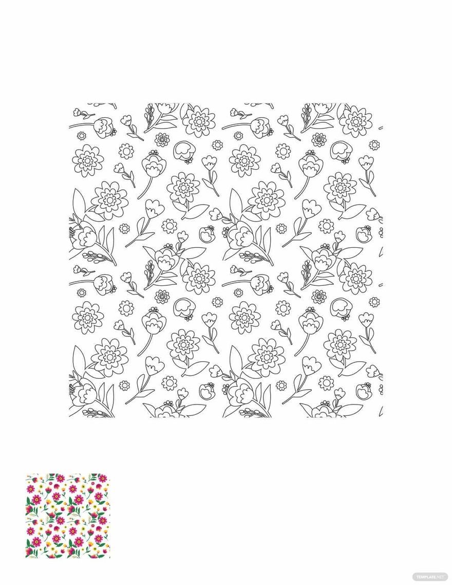 Free Floral Design Pattern Coloring Page