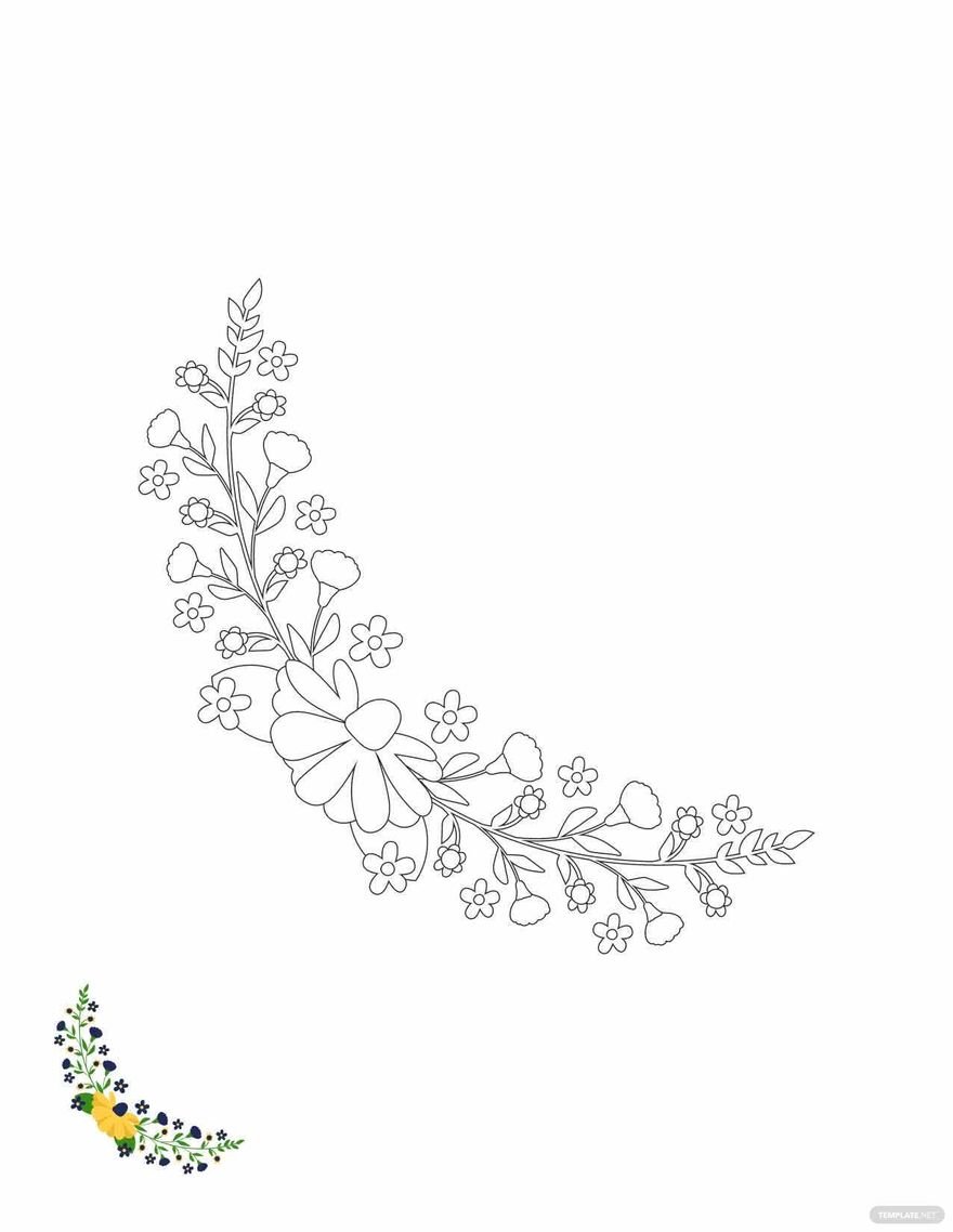 Vintage Floral Border Coloring Page Template