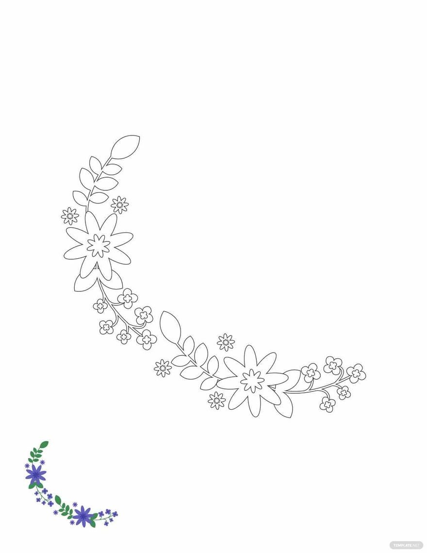 Free Seamless Floral Border Coloring Page