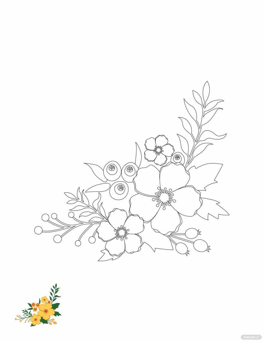 Wedding Floral Border Coloring Page Template